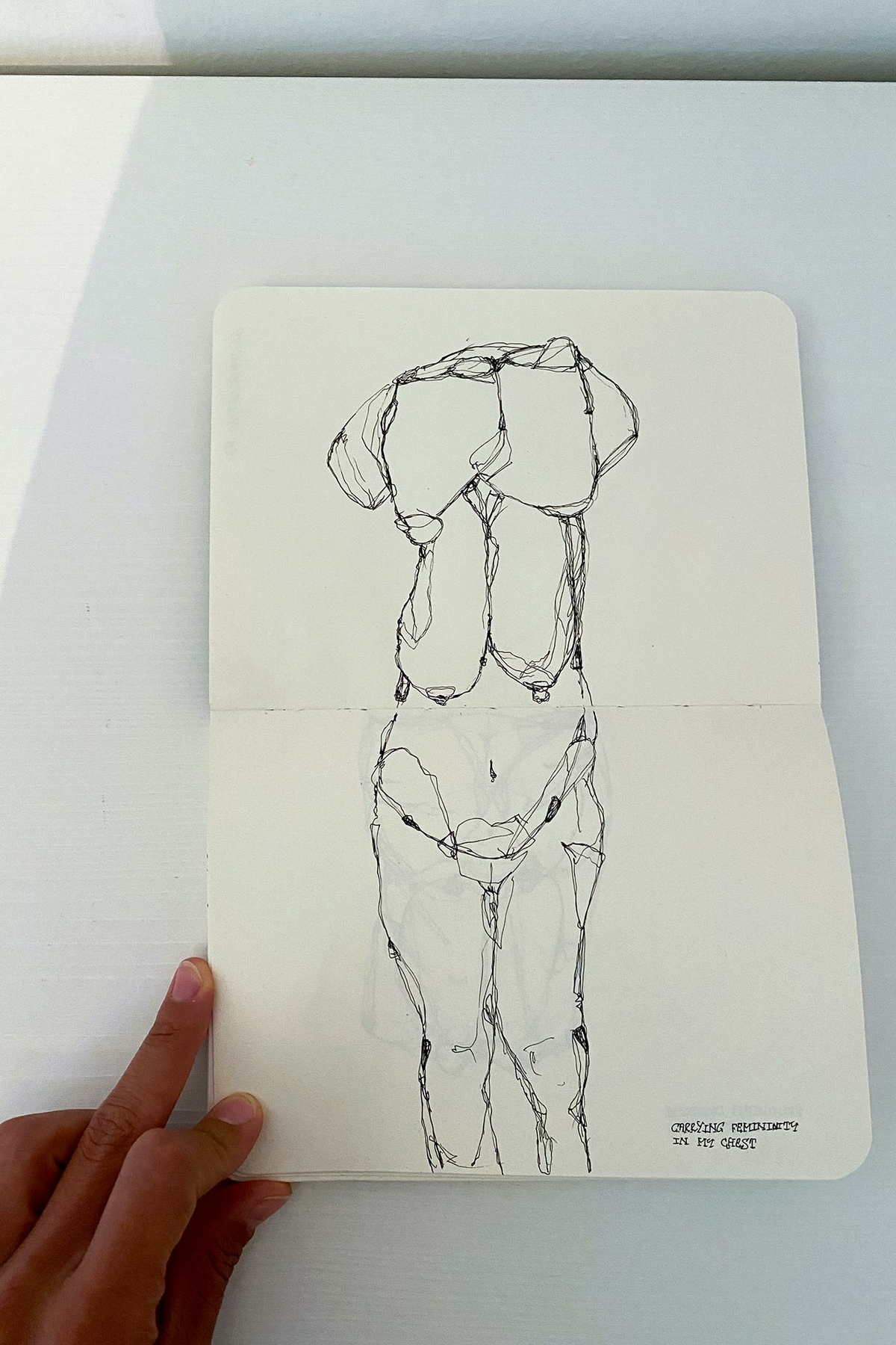 Carrying femininity in my chest 2019 sketch / drawing)